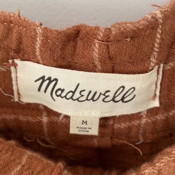 Madewell Brown Wide Legged Checkered Flannels Pants Pockets - Gently Used - Picture 4 of 14